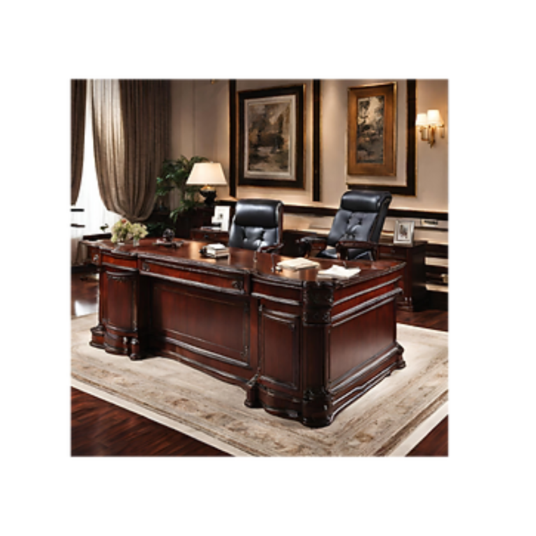 Heavy Dark Brown Polished Law Office Desk