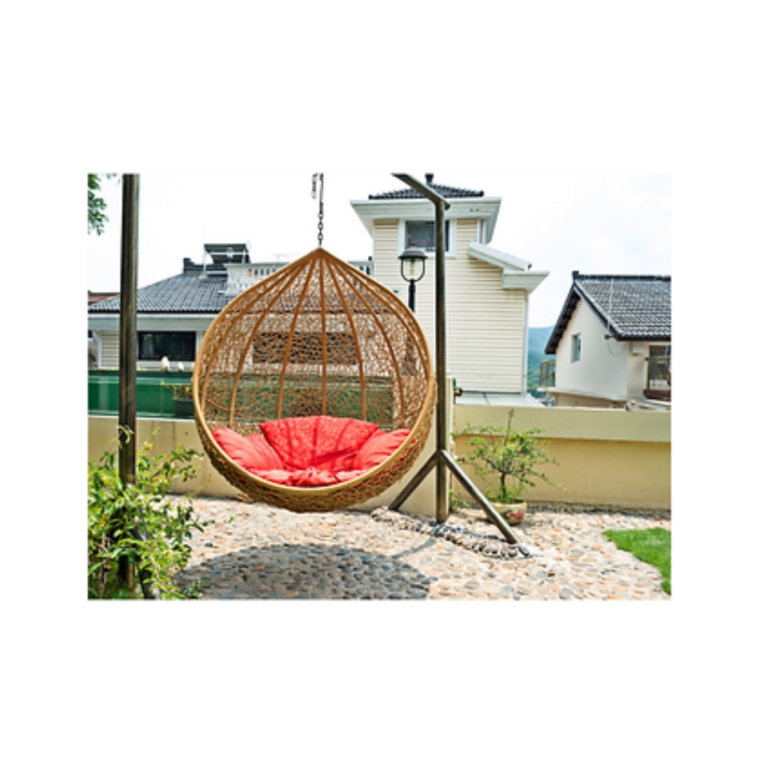 Wooden Swing Chair with Metal Stand